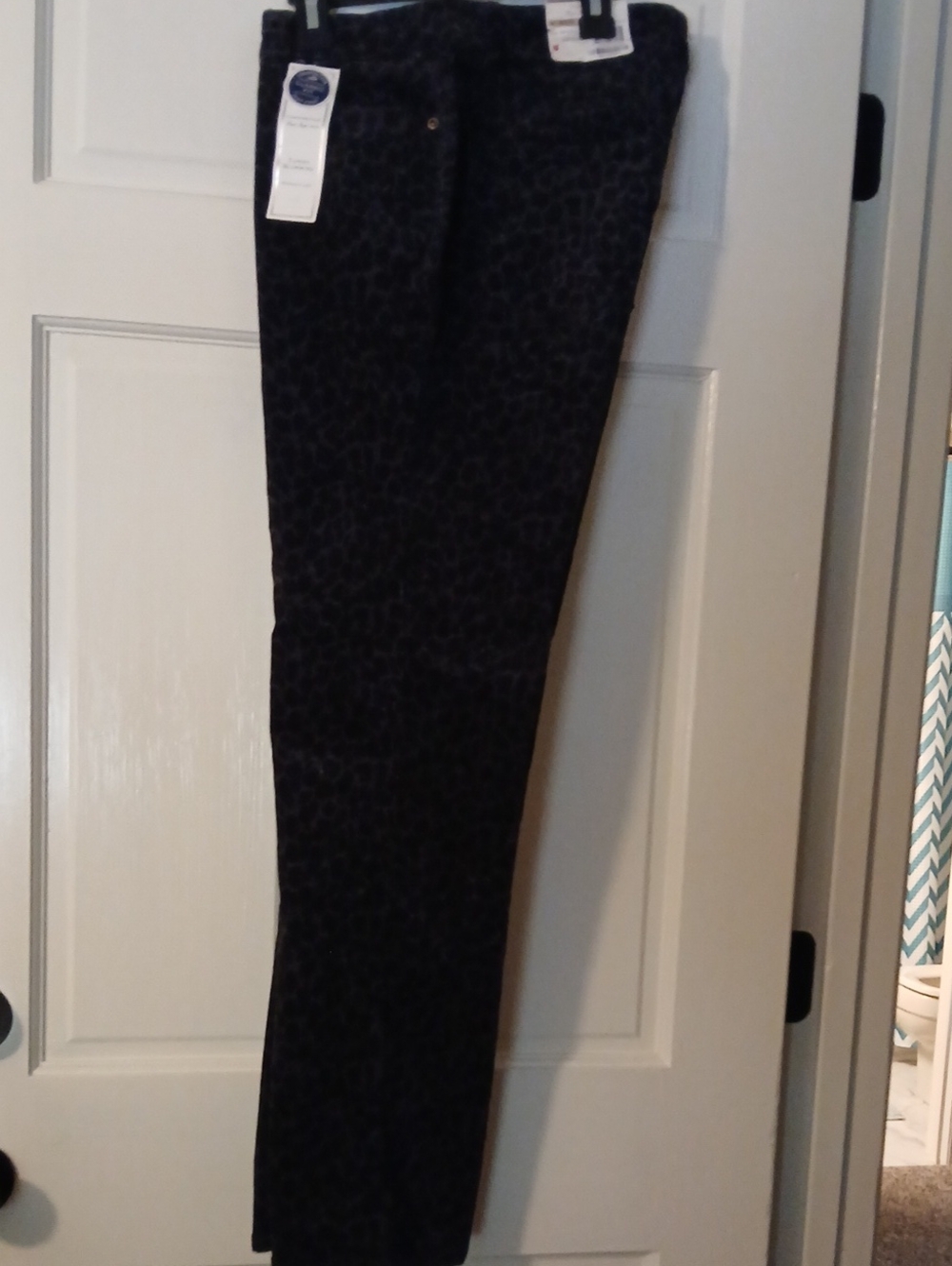 Charter Club Women's Black Leopard Print Chinos